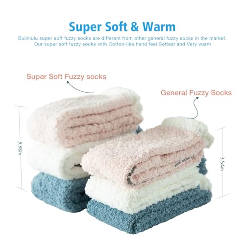 Image of Bulinlulu Fuzzy Socks with Grips Plush Sleep Cozy Winter Soft Hospital Fluffy Socks for Womens Mens Gifts