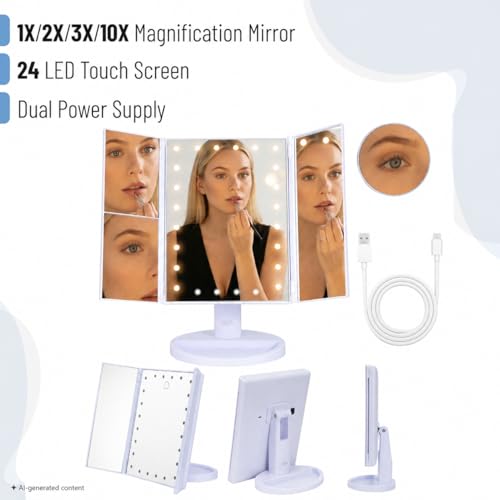 Espejo de Maquillaje Ms. Pen Tri-Fold con Luz 9 x 13.6 in miniatura 2