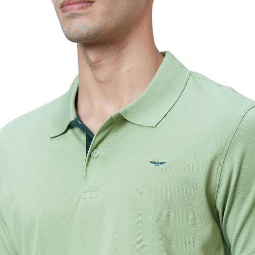 Image of Park Avenue Slim Fit Pure Cotton Print Pattern Polo Neck Casual T-Shirt