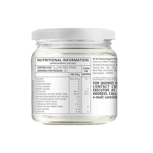 Image of Sri Sri Tattva Organic Virgin Coconut Oil, 300ml - Cold Pressed, Natural, Pure Coconut Oil for Healthy Hair and Skin Care