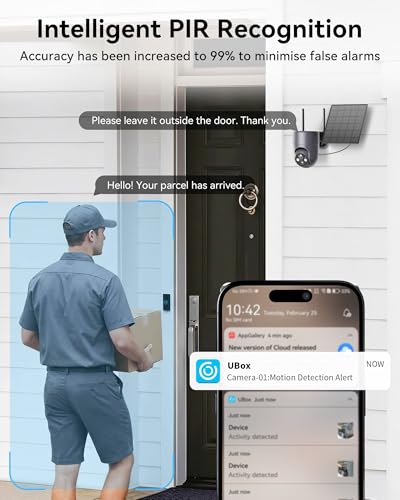 Image of LIWAN Solar Security Cameras Wireless Outdoor, 360 View PTZ Camera for Home Security, 2K HD Color Night Vision, AI Human Detection, IP66 Weatherproof, 2.4GHz WiFi Only