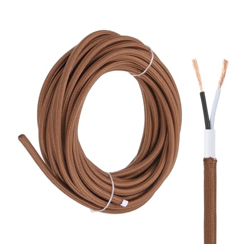 Fil de lampe recouvert de tissu marron pour suspension de salon et luminaire