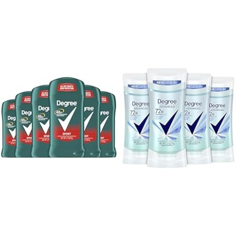 Degree Men Original 48-Hour 2.7 Oz Antiperspirant Deodorant Sport Pack of 6 & Degree Advanced Antiperspirant Deodorant 72-Hour 4 Count 2.6 oz Women Cover