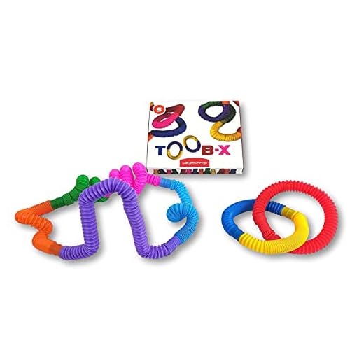 JUEGACONMIGO TOOB-X Juguete Sensorial de Tubos Pop. Juguetes antiestrés de Colores, Fidget Pop Multicolor. Tubos extendibles y conectables Entre Ellos. 8 Piezas (Tamaño S)
