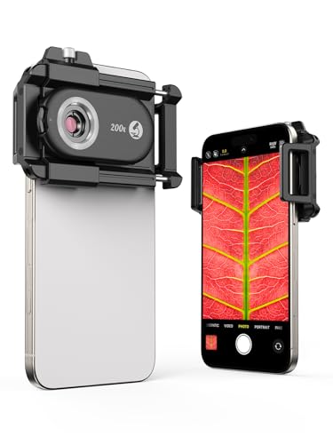 MIAO LAB 200X Phone Microscope with CPL Lens and LED/UV Light, Universal Clamp for iPhone/Android - Nano Zoom Portable Pocket Phone Microscope Lens Attachment