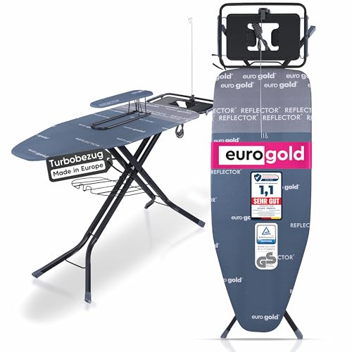 EUROGOLD Bügelbrett für Dampfbügelstation 130x48 cm – Bügelbrett XXL...