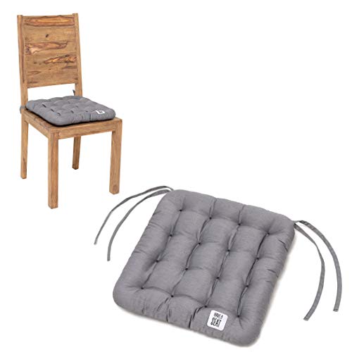 HAVE A SEAT Luxury - Sitzkissen 40x40 cm (4 St.) - bequemes Stuhlkissen, orthopädisch, waschbar bis 95°C, Trockner geeignet, farbecht - Made in Germany - (4er Set, Hellgrau) Cover