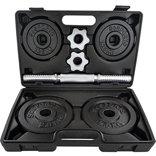 ScSPORTS® Kurzhanteln - Set, 10 kg, mit Koffer, Verstellbar, 2x1,25/2x2,5...