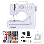Todeco Machine à coudre portable avec tiroir, Machine à Coudre Débutant avec 12 programmes de couture, avec Kit Couture et pédales, Violet