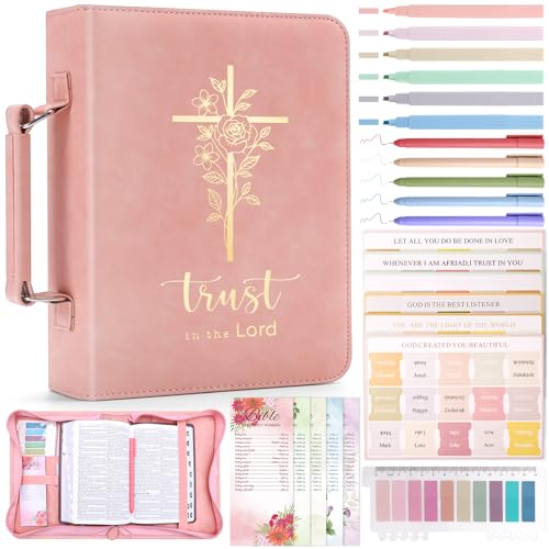 XKDOUS Bible Cover for Women Leather Bible Bag Large Book Carrying Case Kit