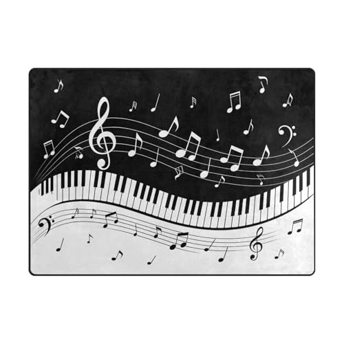 ALAZA Abstract Piano Music Note Black Area Rug Rugs for Living Room Bedroom 4'10" x 6'8"