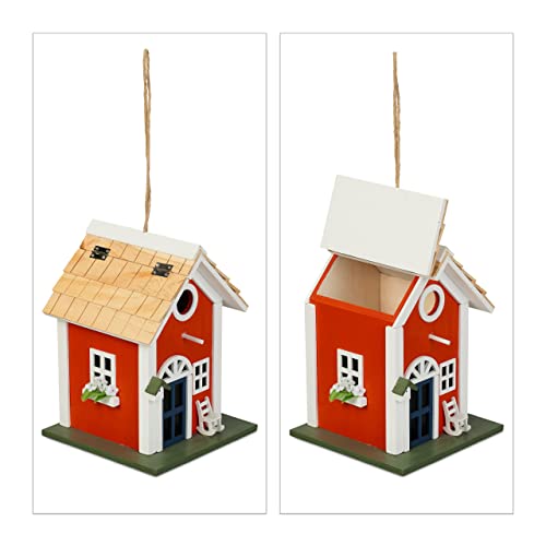 Casita pájaro decorativa Relaxdays para terrazas y balcones con diseño de campo multicolor 7