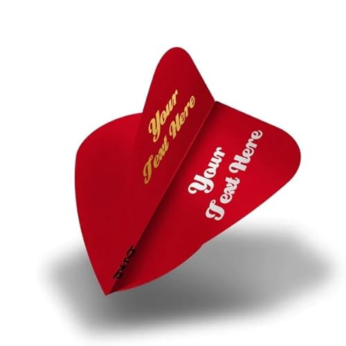 Designa Darts Personalised 75 Micron Flights | Custom Hot Foil Print Dart Flights | 5 Sets Of 3 Flights, Kite, Red (Pf9013Rd)