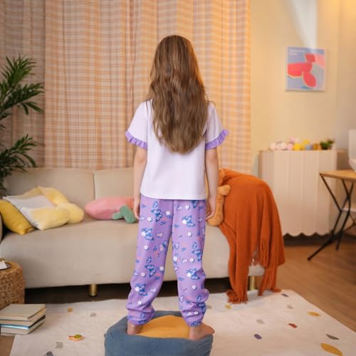 LQSZ Girls Pajamas Set 3 Piece Lounge Short Sleeve Sleepwear Summer Kids PJs Set for 3-10 Years4