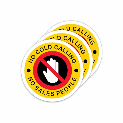 Viro Display No Cold Calling No Sales People Self-Adhesive Vinyl Signs Stickers 80 x 80mm 3 Pack Weatherproof & Durable for Doors Windows & Gates