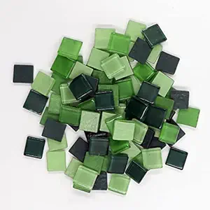 Sweven Art Mosaic Tiles, 15x15mm Square, 4mm Thick, Shades of Green (Pack of 200Gms)