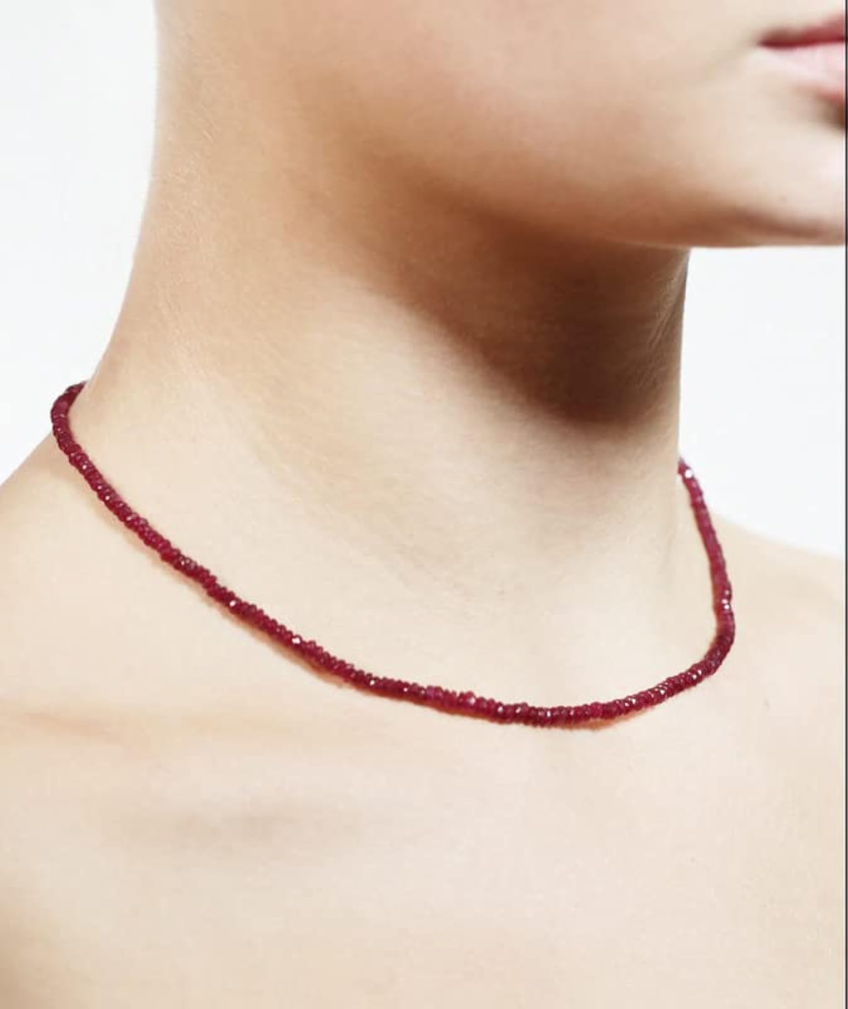 Women's Ruby Beads Cocktail Necklace with Extendable Cheddia