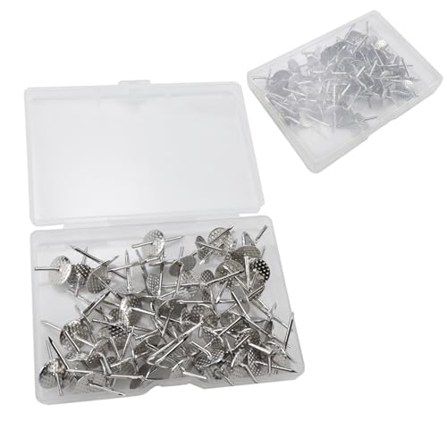 Image of 60pcs 20lbs Silver Metal Picture Hanging Kit - Nail Down Fasteners for Drywall, Concrete, Brick