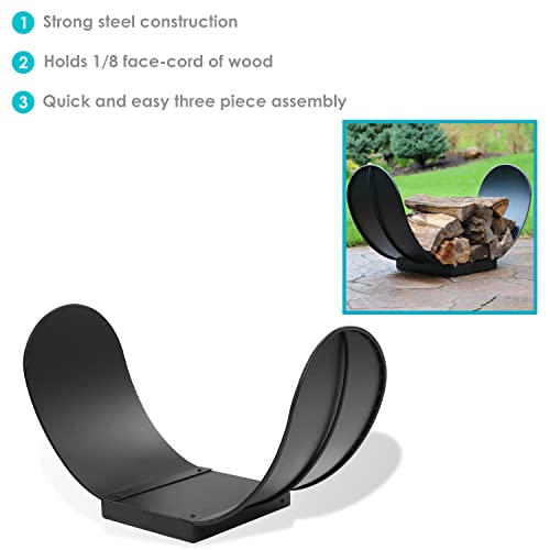 Sunnydaze Curved Firewood Rack - Indoor Or Outdoor Fireplace Or Fire Pit Wood Storage Holder - Durable Steel Construction With Powder-Coated Black Finish - 3-Foot #TOP4