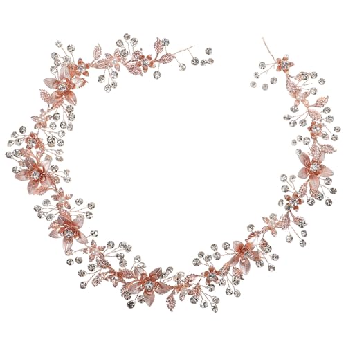 BESPORTBLE Cinturón de Flores Dorado para Vestido de Novia Cristales, Accesorio Elegante de Tela y Metal para Ocasiones Formales y Fotos Memorables