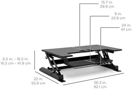 Best Choice Products 36in Standing Desk, Height Adjustable 2-Tier Desk Converter, Sit to Stand Computer Monitor Riser, Ergonomic Workstation, Black