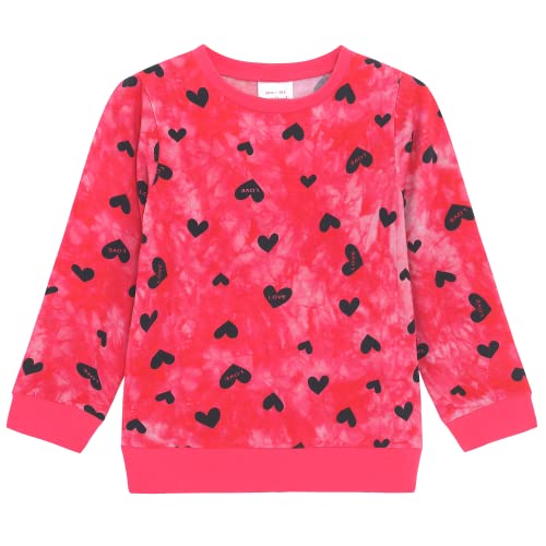 Image of Girls Valentine's Day Outfit Heart Love Print Sweatshirt Kids Girls Clothes Set