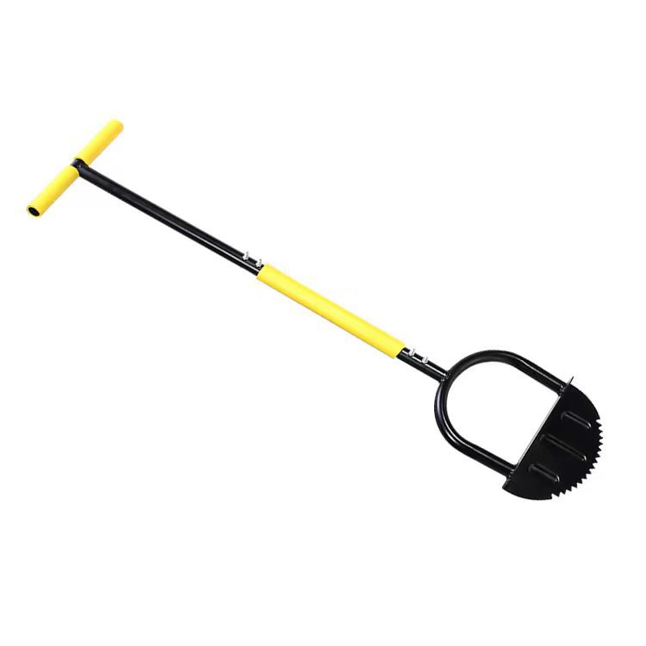 Herramienta de bordes de césped de 96,5 cm, con dientes de sierra, agarre en T, cortadora de césped de media luna, cuchillo de borde de mango largo para bordes de césped