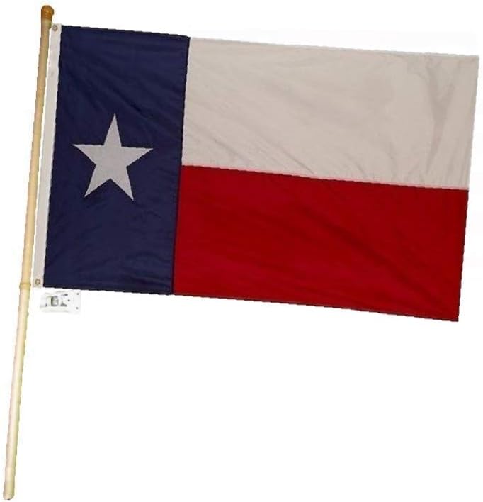 AES 5 Foot Wooden Flag Pole Kit Wall Mount Bracket with 3x5 Texas State Flag