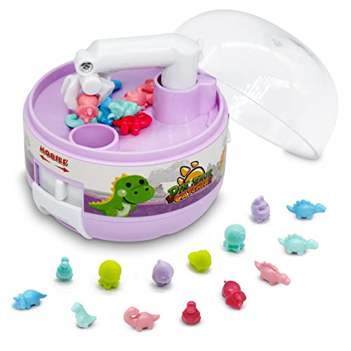 Mini Claw Machine Toys for Kids & Adults with Mini Dinosaur Figures Claw Machine Prizes, Mini Stuff Things that Actually Work, Mini Arcade Game Miniature Novelty Toys for 3+ Year Old Boys & Girls