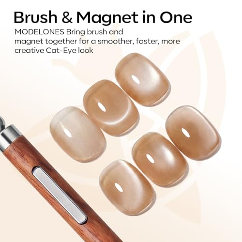 Image of modelones French Tip Nail Brush, 3-in-1 Cat Eye Magnet Cylindrical & Ball Magnet French Tip Nail Tool, Multi-Effect Magnets for Cat Eye Gel Polish DIY at Home Salon