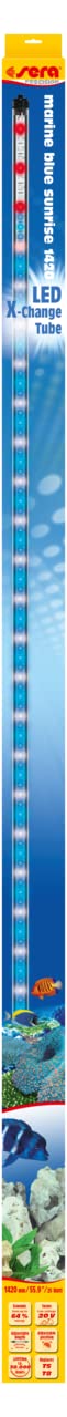 sera LED marin blue sunrise 1420 – niebieskie światło ryflowane ok. 18 000 – 22 000 K, w zależności od stopnia ściemniania, wzmacnia efekty fluorescencyjne w akwariach z wodą morską