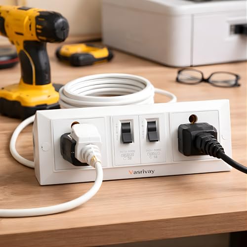 Image of Heavy Duty 16A Extension Board with Dual 16A MCB Switch | 1.5 sqmm 3 Core Cable | Power Strip for AC, Refrigerator & Microwave | Two 16 Amp Sockets (White) (3 Meter)