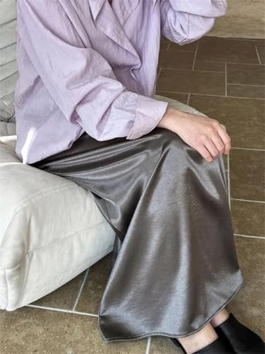 Women's Satin A-Line Skirt Mid-Length Loose Drawstring Office Casual Daily Wear2