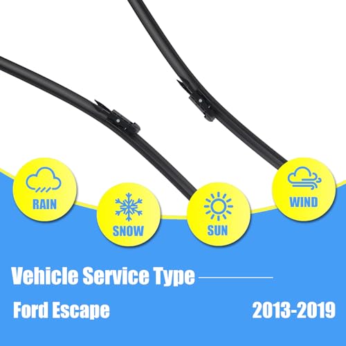 Image of Gavimnal Silicone Wiper Blades Replacement For Ford Escape 2013-2019 | 28 inch+28 inch Front & 11 inch Rear, All-Weather, Streak-Free, OE-fit, Quiet, Easy One-Click Install