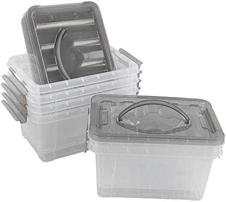 Jandson 6L Clear Box with Lid, Plastic Storage Boxes, 6 Packs
