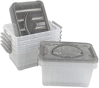 Jandson 6L Clear Box with Lid, Plastic Storage Boxes, 6 Packs