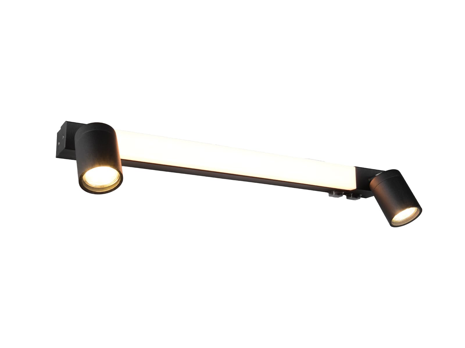 Lampada da specchio da bagno con 2 faretti e interruttore, colore nero, larghezza 60 cm