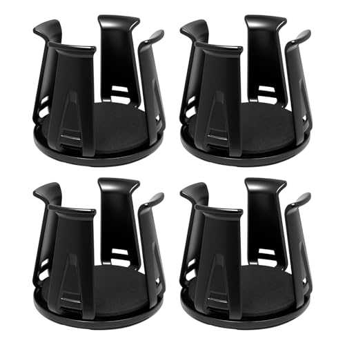 4PCS Car Cup Holder Insert, Self-Adhesive Expanding Cup Holder Inserts for Car, Automotive Black Cup Holder Adapter with Clamp Arms for Fixing Water Bottles and Drinks