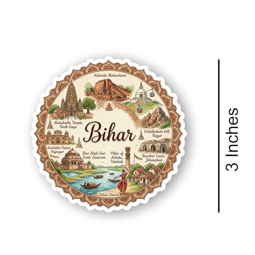 Image of Textured Finish Acrylic Fridge Magnet - UV Texture Printed, Stylish Multicolor Magnet for Fridge, Wardrobe & Metal Surfaces, Pack of 1 (Bihar)