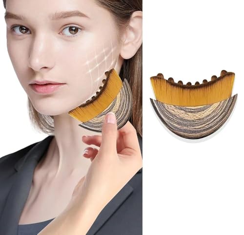 Image of Lymphatic Contour Face Brush for Sculpting & Drainage - Facial Massager for Jawline, Chin & Neck - Reduces Puffiness, Promotes Detox & Lift - Soft Bristles, Improves Skin Glow, Includes Travel Case - Pack of 1
