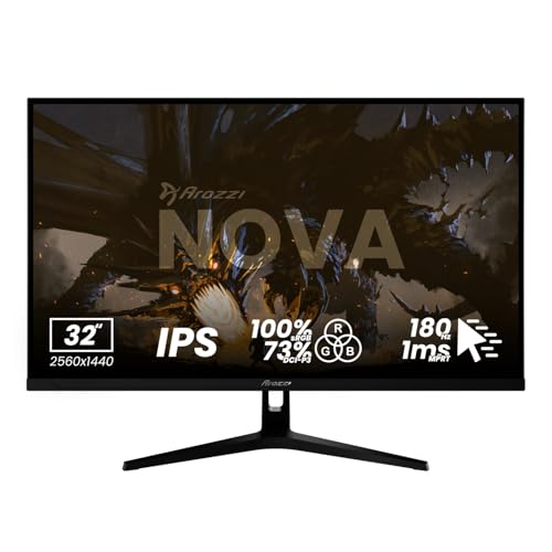 Image of Arozzi Gaming Monitor Nova 32 inch IPS 180Hz - Computer Monitor QHD 1440p - Adaptive Sync, HDR10 & Flicker Free Display - 100% sRGB Color Accuracy - PC & Console Ready - Black