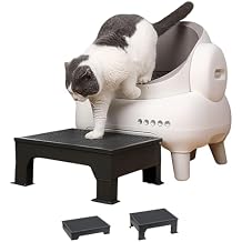 PAKEWAY Cat Ramp for Litter Box Adjustable Elevated Cat Step for Senior Cats, Kittens & Small Pets Fits Automatic & High-Sided Litter Boxes Non-Slip, Easy to Clean Litter Box Ramp
