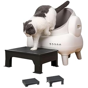 PAKEWAY Cat Ramp for Litter Box – Adjustable Elevated Cat Step for Senior Cats, Kittens & Small Pets – Fits Automatic & High-Sided Litter Boxes – Non-Slip, Easy to Clean Litter Box Ramp