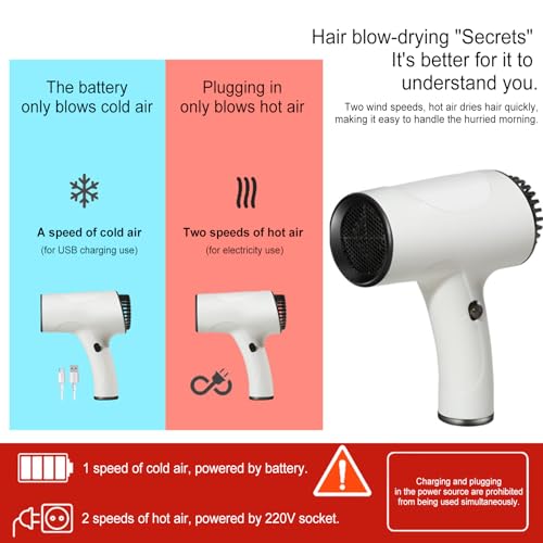 Sèche-cheveux sans fil 500W sur prise avec batterie rechargeable et 2 vitesses - 4