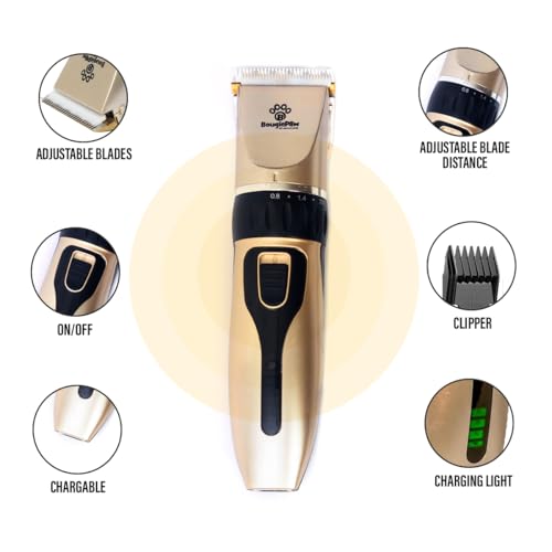Image of kpl Bougiepaw Dog Clippers For Grooming | 12 Pcs Set | Low Noise | Rechargeable | Professional Pet Grooming Kit for Pets | Dog Shaver Clippers