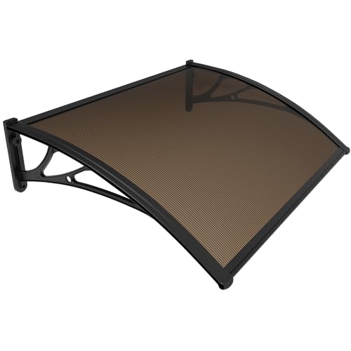 VOUNOT® Marquesinas Exterior para Puertas y Ventanas, 120 x 80 cm Tejadillo de Protección, Toldo Cubierta de Policarbonato en Jardín, Marrón