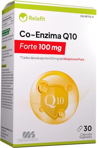 Coenzima Q10 100 mg - 100% Pura Fermentada Naturalmente - 30 Cápsulas - Alta potencia Antioxidante - Relafit