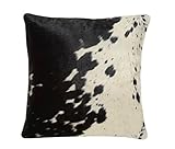 NGF Geniune Cowhide Cushion Pillow Covers - Black and White Leather Hair on Cow Hide Skin 16''x16''Inches (Black and White 16 x 16 Inches)