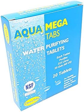 040781 Aqua Mega Water Purifying Tablet, Blue, Pack of 20