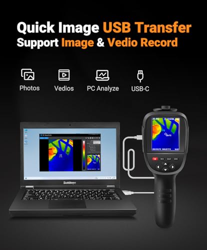 Image of Thermal Camera 640x480 Visual 256X192 IR Pixels Upgraded Thermal Imaging Camera Dual-Light Fusion,-4 to 1022F Handheld Thermal Imager,for HVAC Leak Detection,Car Maintenance